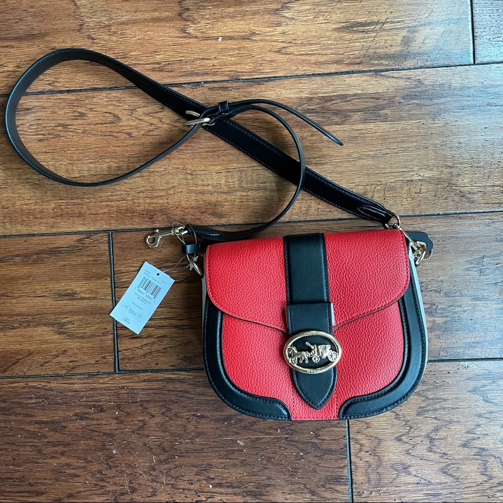 NWT Coach Georgie Saddle Bag In Signature Canvas